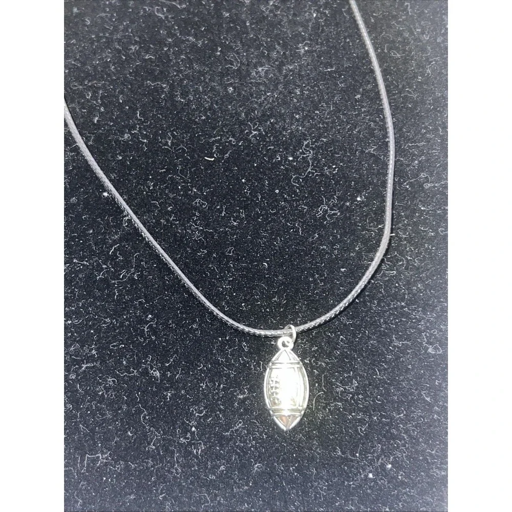 Football Necklace Rope sterling silver Charm Finish Silver Play Ball New